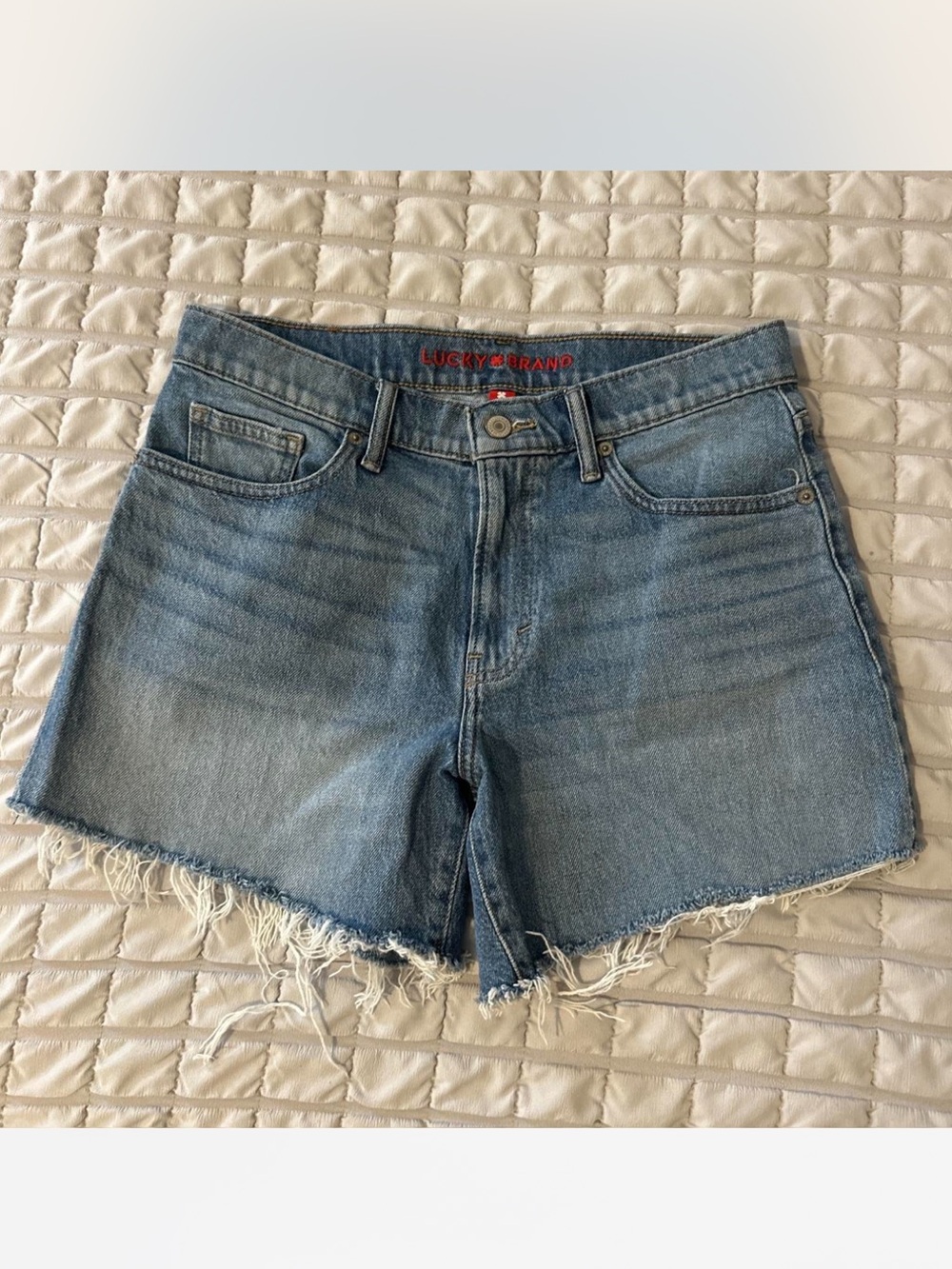 Lucky Brand Light Blue Denim Frayed Hem Cutoff Shorts